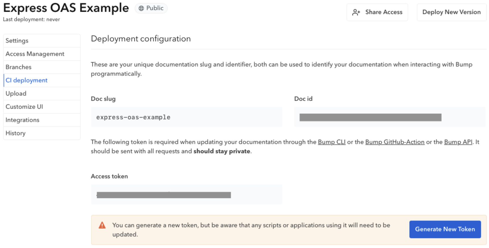 Bump.sh deployment configuration